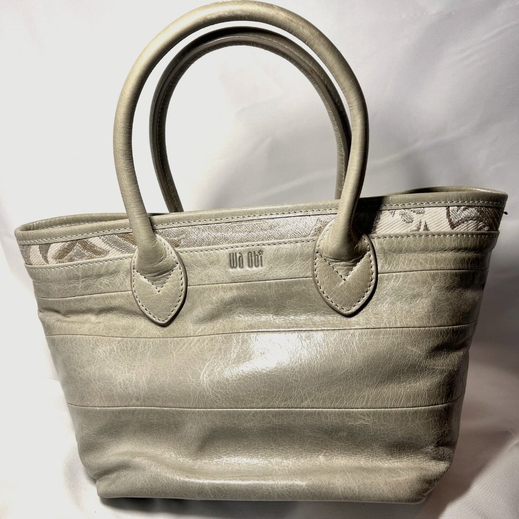 Wa Obi Japanese Silk-Fabric/Leather Tote Purse-Green-Nwot-Rare-Zipper Closure